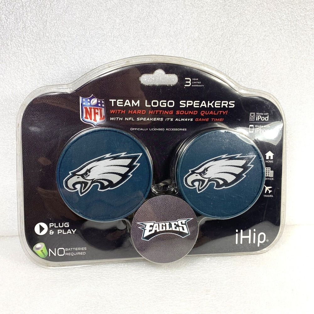NFL Philadelphia Eagles iHip Team Logo Plug & Play Wired Mini Speakers,‎ NEW